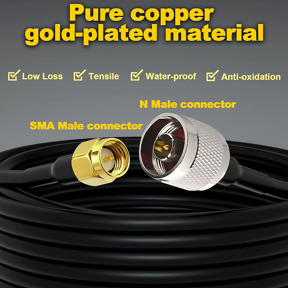 Ultra Flexible SMA to N Cable Low Loss RG58 N Male to SMA Male Antenna RF Coaxial Cable and Two-Way Radio Applications Pure Copper 50 ohm for 3G/4G/LTE/ADS-B/Ham/WiFi/RF Radio