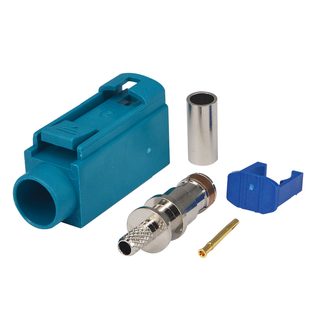 onelinkmore GPS Antenna Fakra Adapter Fakra Z Female Crimp Connector Fakra Z Waterblue/5021 Connector Coding Crimp for RG316 RG174 LMR100 Pack of 10