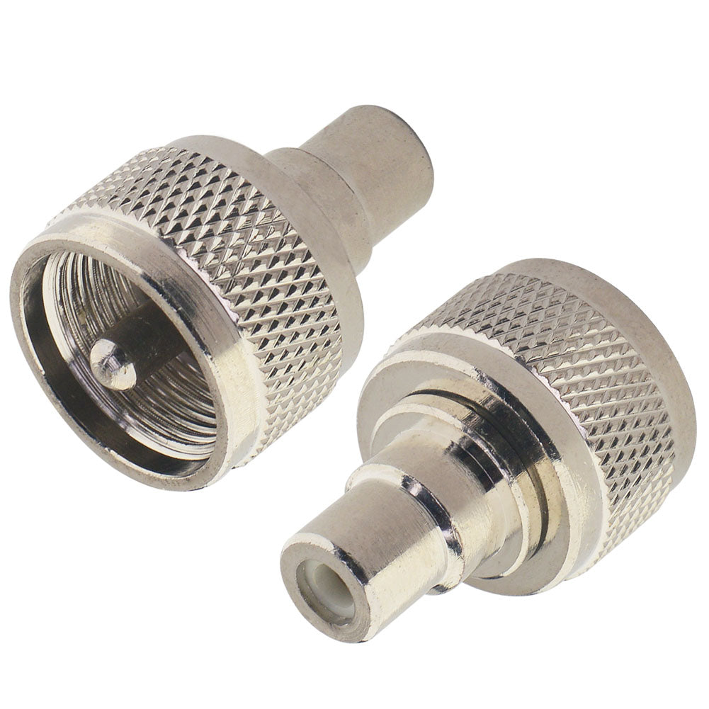onelinkmore PL-259 UHF Male to RCA TV Female Plug Straight Connector Converter RCA Jack to UHF Plug Adapter Wire Terminal RF Coaxial Radio Antenna Adapter Pack of 2