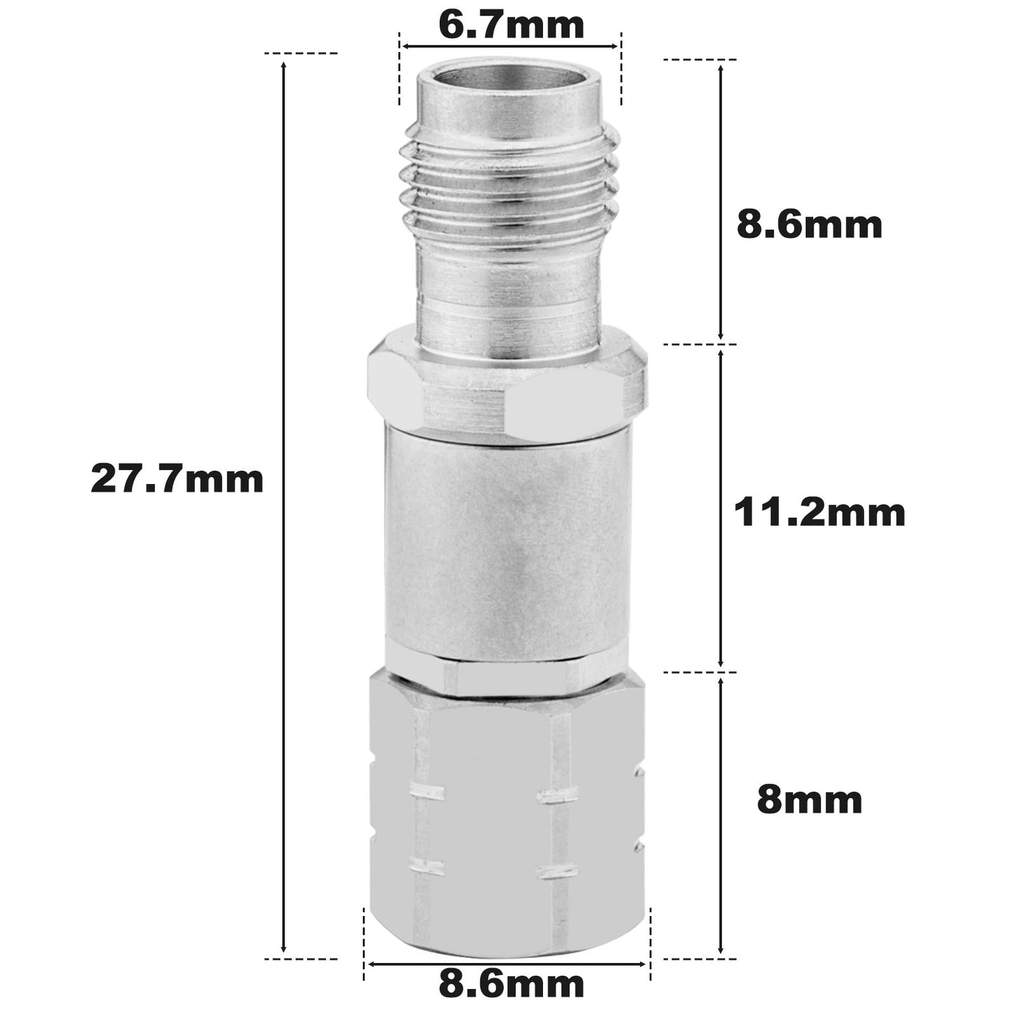 2.4 mm Wave Connector Precision 2.4 mm Male to 2.4 mm Female Adapter Stainless Steel Body Microwave Adapter, 50 Ohm,DC to 50 GHz, VSWR 1:1.3
