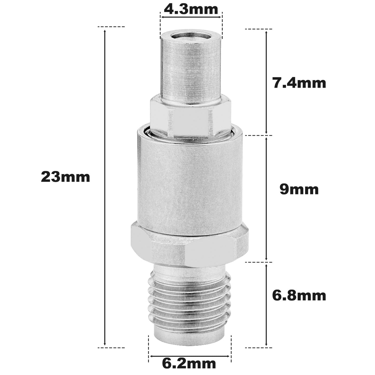 2.92 mm SSMP Wave Connector Precision 2.92 mm Female to SSMP Male Adapter Stainless Steel Body Microwave Adapter, 50 Ohm,DC to 40 GHz, VSWR 1:1.2