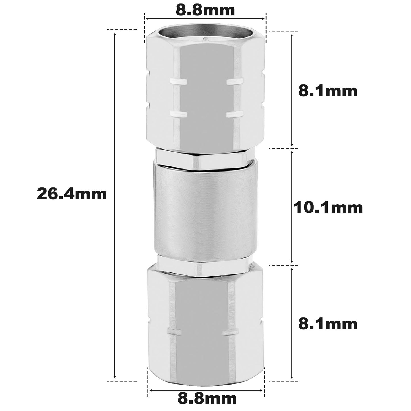 2.4 mm 1.85 mm Wave Connector Precision 1.85 mm Male to 2.4 mm Male Adapter Stainless Steel Body Microwave Adapter, 50 Ohm,DC to 50 GHz, VSWR 1:1.25