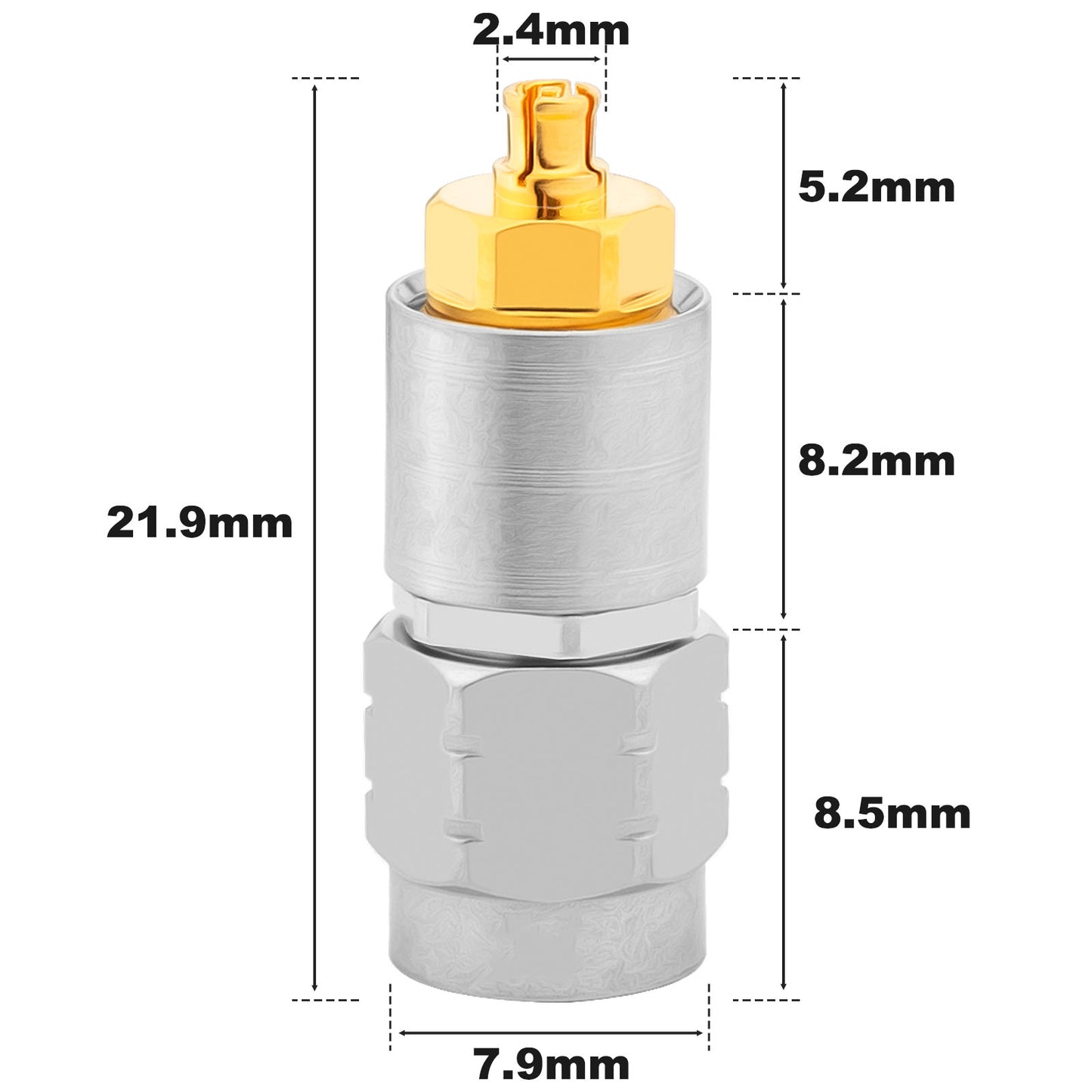 2.92 mm SSMP Wave Connector Precision 2.92 mm Male to SSMP Female Adapter Stainless Steel Body Microwave Adapter, 50 Ohm,DC to 40 GHz, VSWR 1:1.2