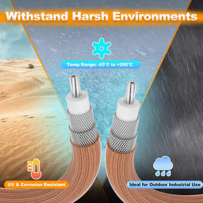 RG393 Low Loss RF Coaxial Cable,Double Shielded All Copper Anti-Interference Coax Cable, 50 Ohm Copper FEP Jacket High Temp Long-Distance Signal Transmission for 5G Base Station, Test Equipment