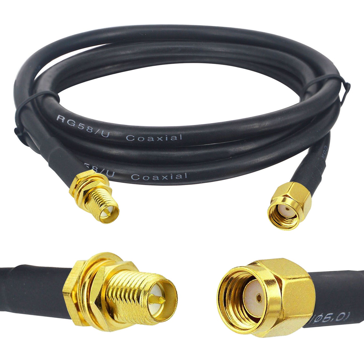RP SMA Male to RP SMA Female Plug Connector Extension Cable RG58