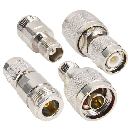 N to TNC Adapter Kit, Male/Female RF Connectors for GNSS/GPS, RFID, Two-Way Radio & Test Equipment, 4-Piece