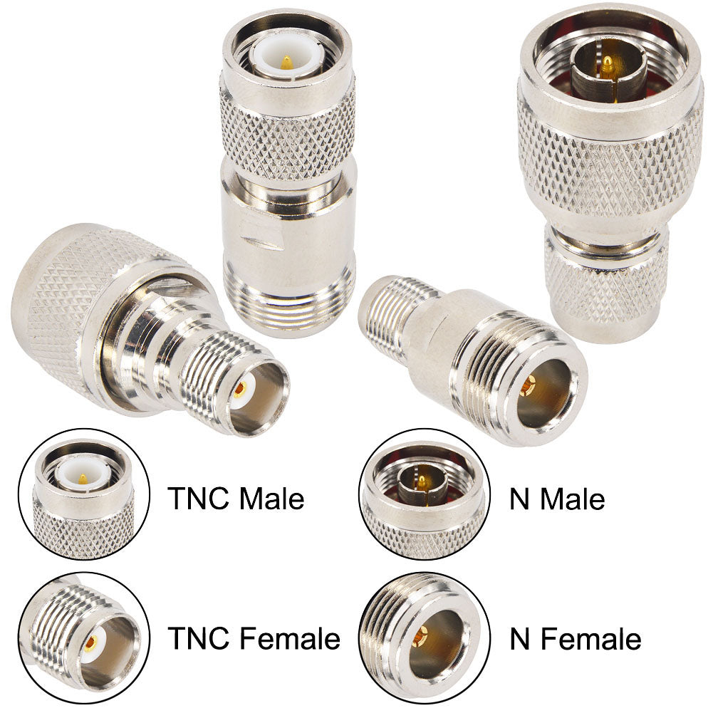 onelinkmore 4-Type N to TNC Adapter Kit, N Male/Female to TNC Male/Female RF Coax Adapters for GNSS GPS Survey Antenna, RFID Reader, Commercial 2-Way Radio, Test Equipment
