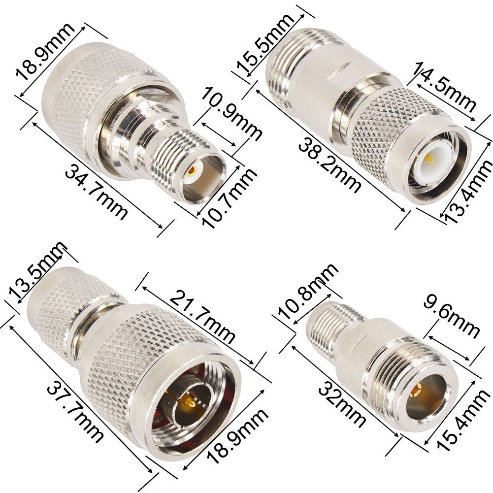 onelinkmore 4-Type N to TNC Adapter Kit, N Male/Female to TNC Male/Female RF Coax Adapters for GNSS GPS Survey Antenna, RFID Reader, Commercial 2-Way Radio, Test Equipment