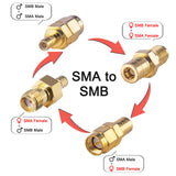 SMB to SMA Antenna Adapter Kit 4 Types Coax Adapter SMB to SMA Male to Female RF Coaxial DAB Aerial Adapter Kits for Sirius XM Satellite Radio Antenna Radio Aerial Car DAB Radio