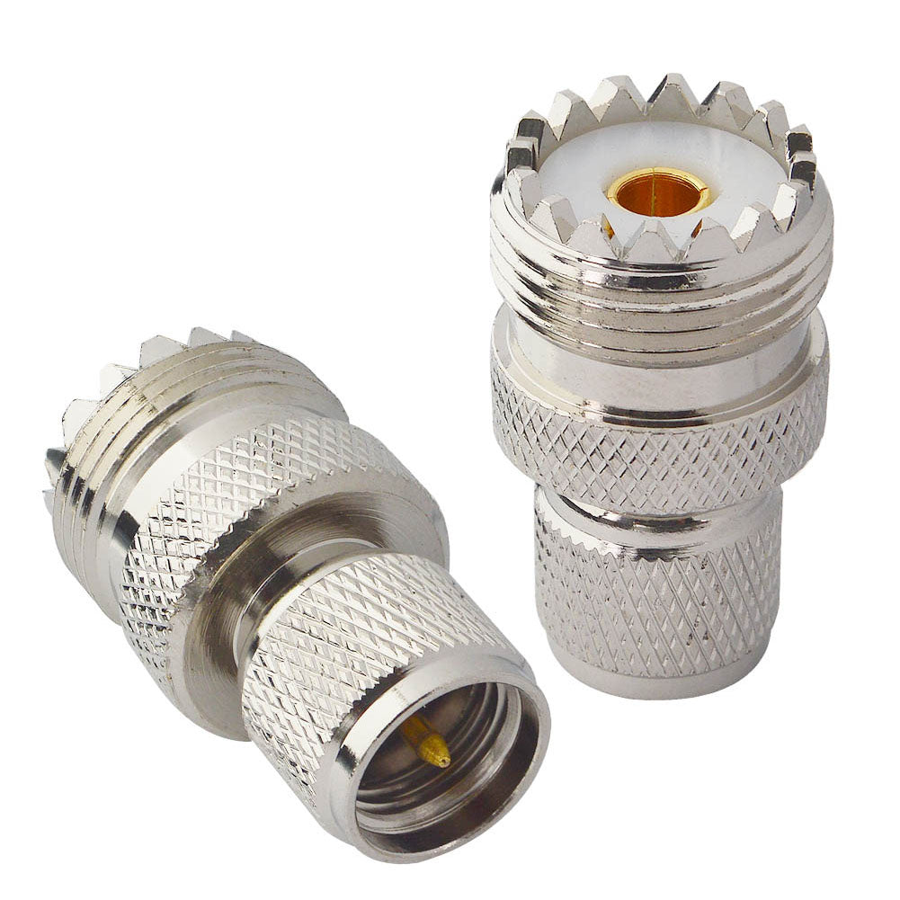 onelinkmore UHF Adapters Mini UHF Male to UHF Female SO239 PL259 Connector RF Coax Adapter Pack of 2