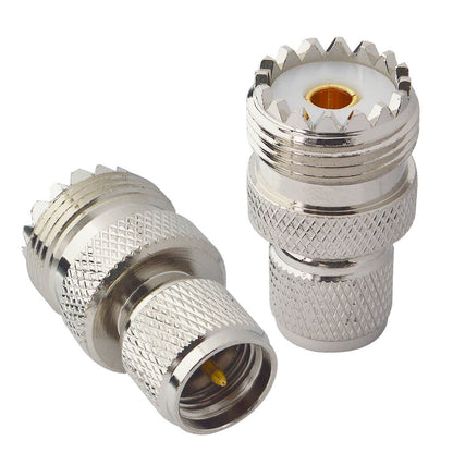 onelinkmore UHF Adapters Mini UHF Male to UHF Female SO239 PL259 Connector RF Coax Adapter Pack of 2