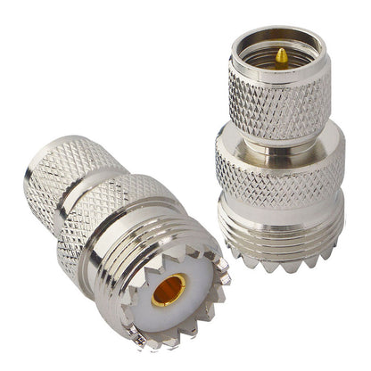 onelinkmore UHF Adapters Mini UHF Male to UHF Female SO239 PL259 Connector RF Coax Adapter Pack of 2