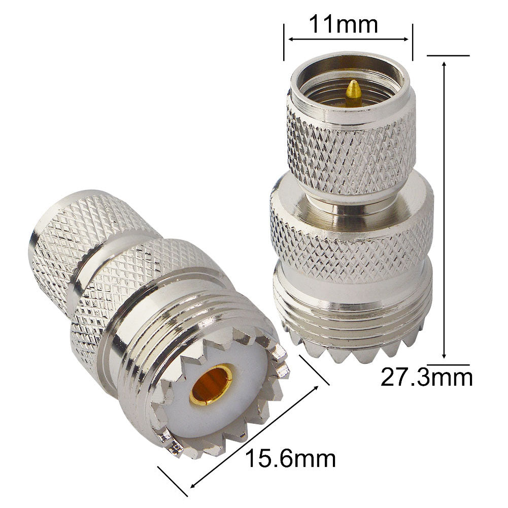 onelinkmore UHF Adapters Mini UHF Male to UHF Female SO239 PL259 Connector RF Coax Adapter Pack of 2