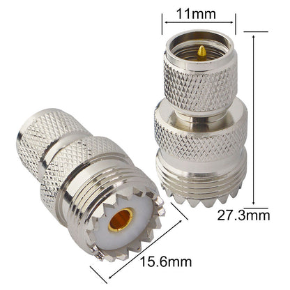 onelinkmore UHF Adapters Mini UHF Male to UHF Female SO239 PL259 Connector RF Coax Adapter Pack of 2