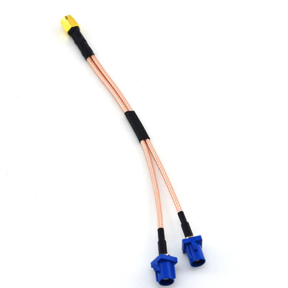 Vehicle Car GPS Antenna Adapter Cable Fakra C Plug 2 in 1 Dual Fakra C Plug to SMA Plug Connector Extension Cable RG316 15 cm