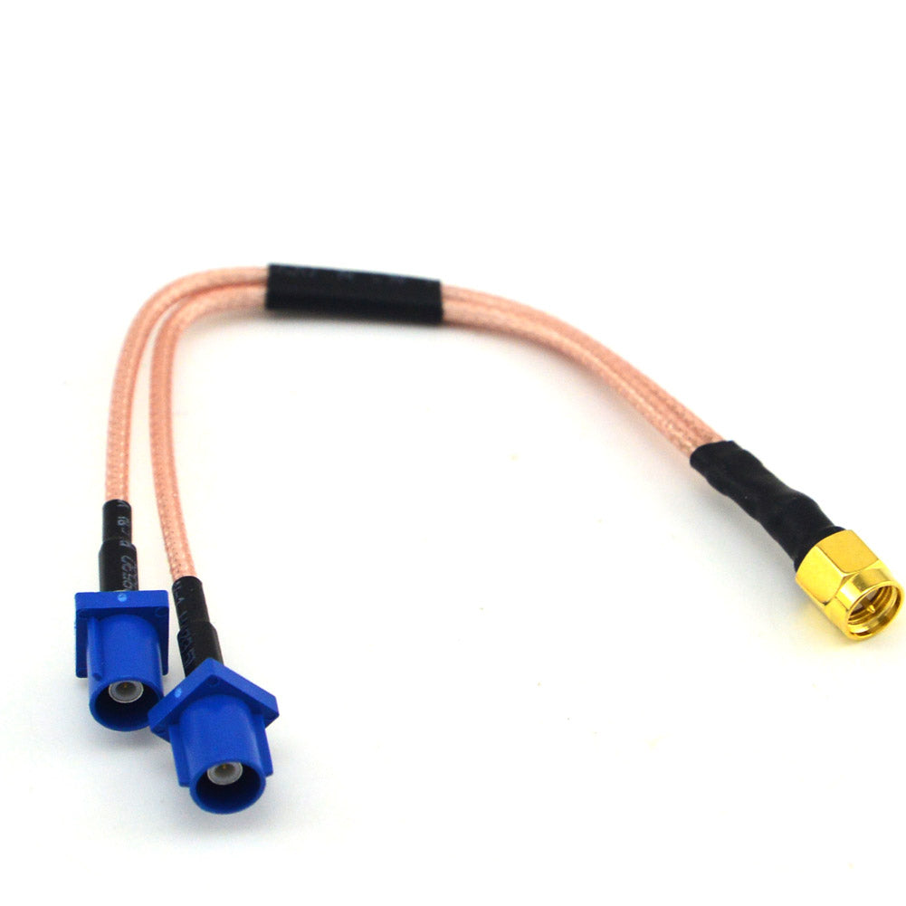 Vehicle Car GPS Antenna Adapter Cable Fakra C Plug 2 in 1 Dual Fakra C Plug to SMA Plug Connector Extension Cable RG316 15 cm