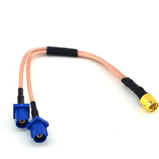 Vehicle Car GPS Antenna Adapter Cable Fakra C Plug 2 in 1 Dual Fakra C Plug to SMA Plug Connector Extension Cable RG316 15 cm