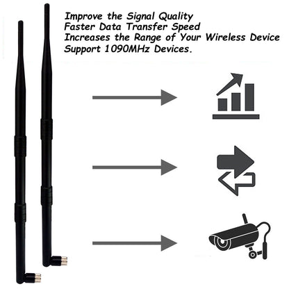 1090Mhz ADS-B Antenna SMA Male Plug Connector 9dbi Rubber Aerial Pack of 2