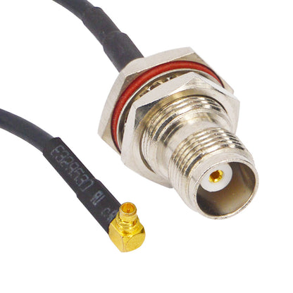 TNC Female to MMCX male Rightangle Bulkhead O-ring Connector RF Coax Adapter Extension Cable 20CM RG174 Pack of 2
