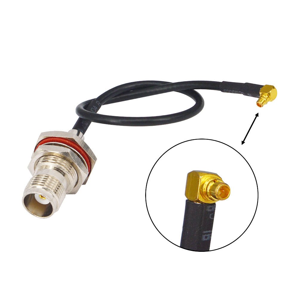 TNC Female to MMCX male Rightangle Bulkhead O-ring Connector RF Coax Adapter Extension Cable 20CM RG174 Pack of 2