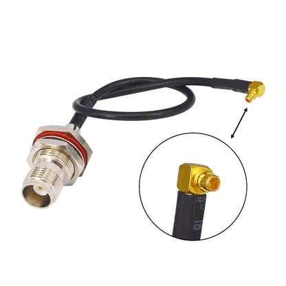 TNC Female to MMCX male Rightangle Bulkhead O-ring Connector RF Coax Adapter Extension Cable 20CM RG174 Pack of 2