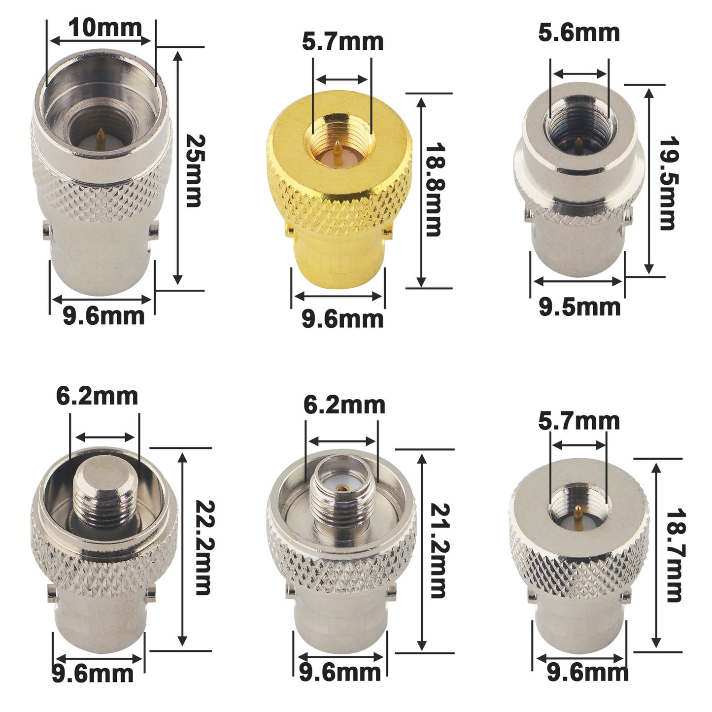 BNC to SMA Coax Adapter Kits 6 Type Coax Connector BNC Female to SMA Male Female Convert Coaxial Radio Antenna Adapter for Two Way Radio BaoFeng UV-5R FD-880 Radio Walkie Talkie GD-77 Radio UV-380 HT