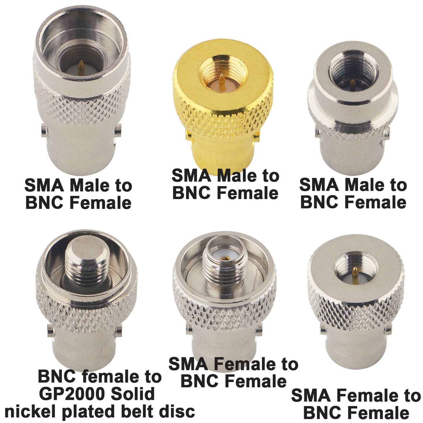 BNC to SMA Coax Adapter Kits 6 Type Coax Connector BNC Female to SMA Male Female Convert Coaxial Radio Antenna Adapter for Two Way Radio BaoFeng UV-5R FD-880 Radio Walkie Talkie GD-77 Radio UV-380 HT