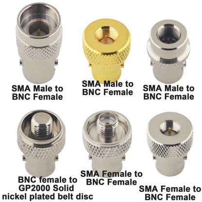 BNC to SMA Coax Adapter Kits 6 Type Coax Connector BNC Female to SMA Male Female Convert Coaxial Radio Antenna Adapter for Two Way Radio BaoFeng UV-5R FD-880 Radio Walkie Talkie GD-77 Radio UV-380 HT