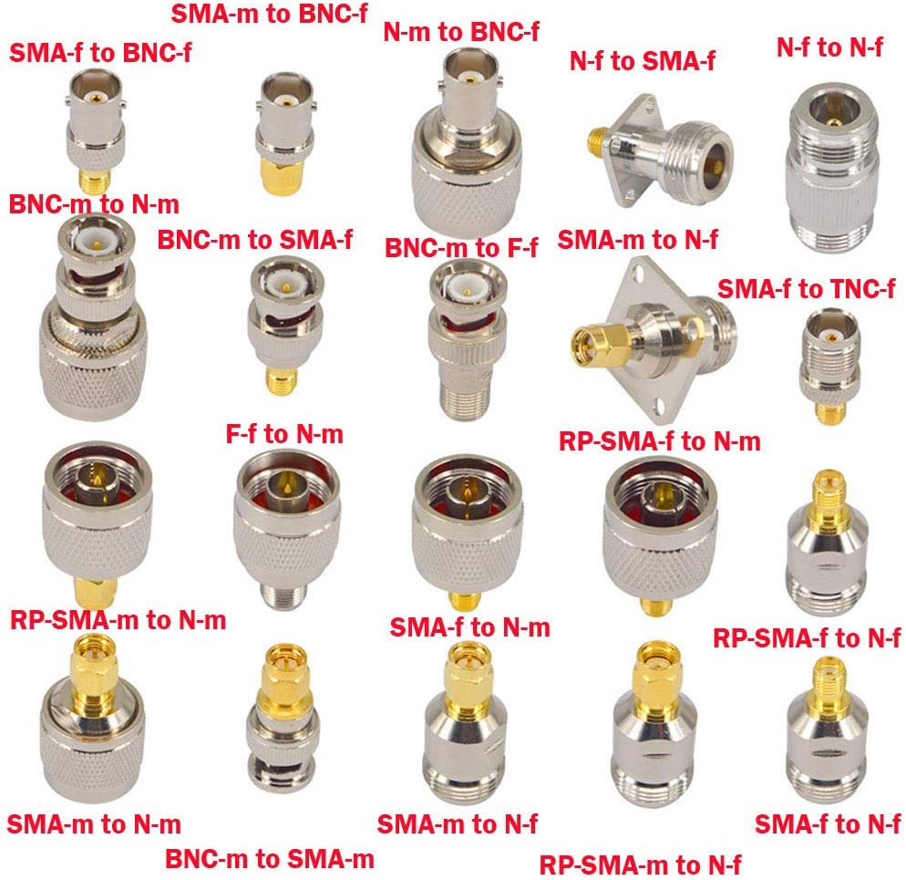 onelinkmore SMA to N BNC TNC F Type Adapter Kit, 20 Type Adapters, Male to Female Coaxial Connectors