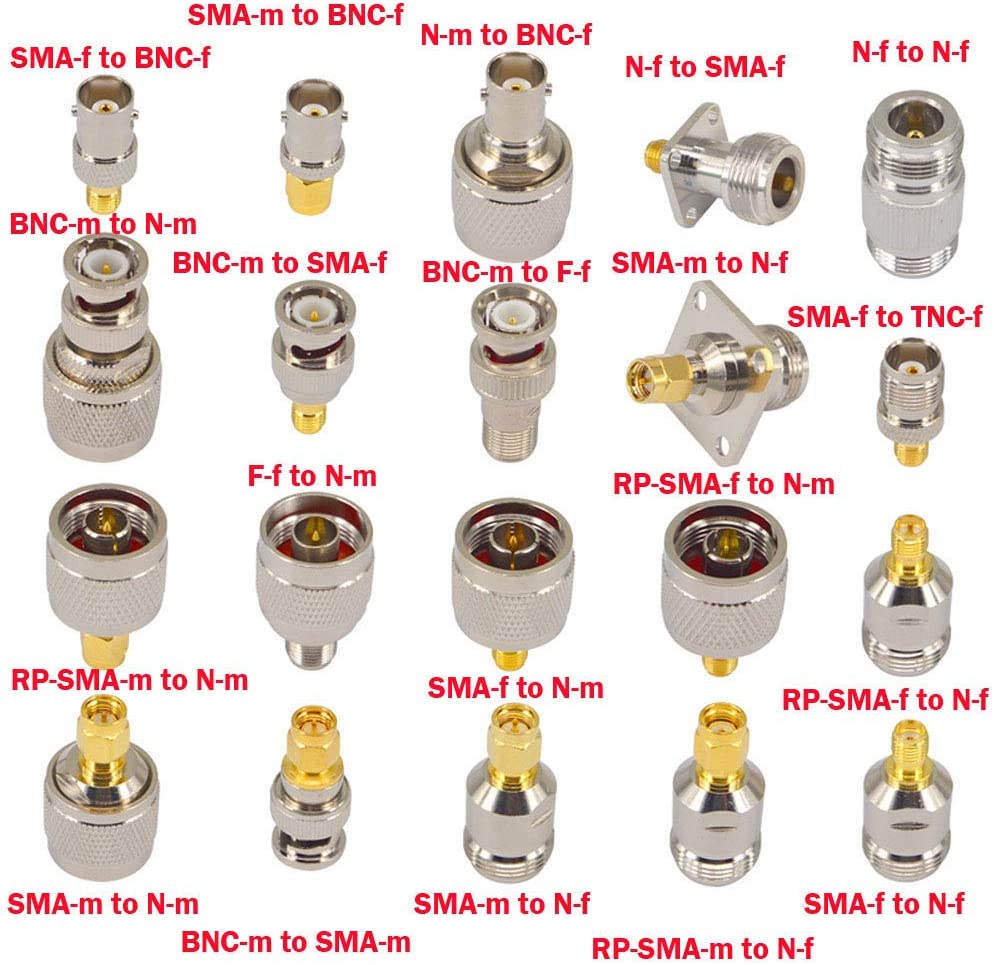 onelinkmore SMA to N BNC TNC F Type Adapter Kit, 20 Type Adapters, Male to Female Coaxial Connectors