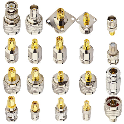 20-Type SMA/N/BNC/TNC/F RF Adapter Kit, Male-to-Female Coax Connector Assortment