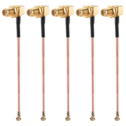 onelinkmore RG178 UFL SMA Coaxial Cable, UFL MHF1 to SMA Female Right Angle Pigtail Jumper Coax Low Loss Extension Cable for Wi-Fi Radios, Antenna, Mini PCI Pack of 5