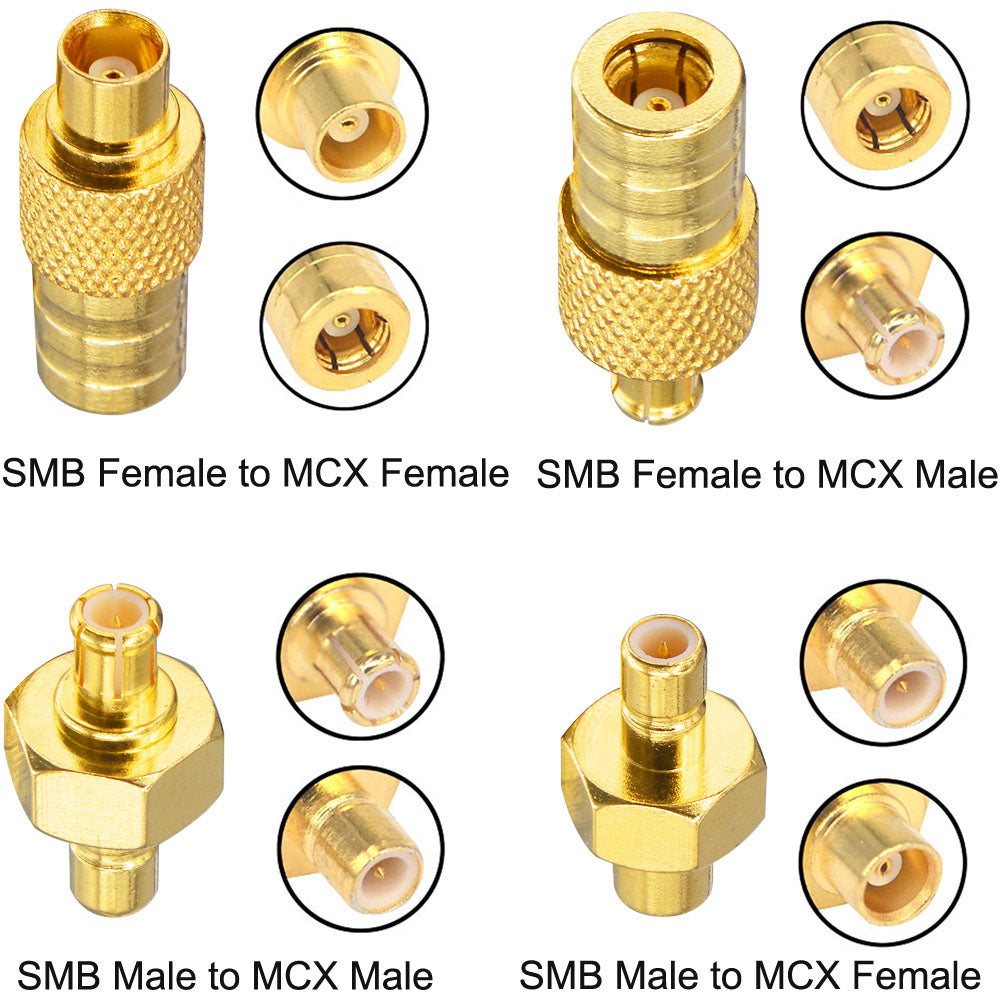 DBA Car Aerial Adapter SMB to MCX Kit RF Adapter Connectors MCX Male Female to SMB Male Female for DAB+ Car Aerial Radio Kenwood