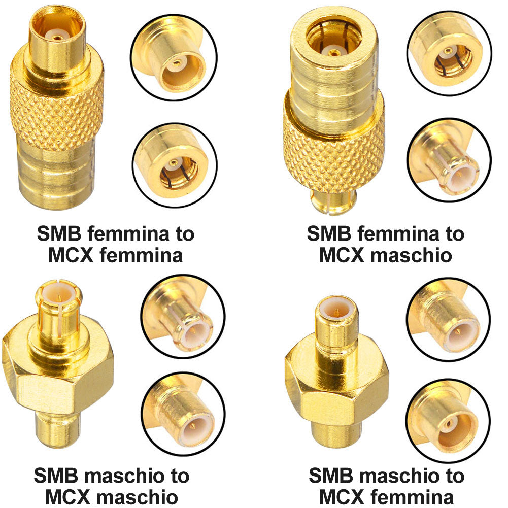 DBA Car Aerial Adapter SMB to MCX Kit RF Adapter Connectors MCX Male Female to SMB Male Female for DAB+ Car Aerial Radio Kenwood