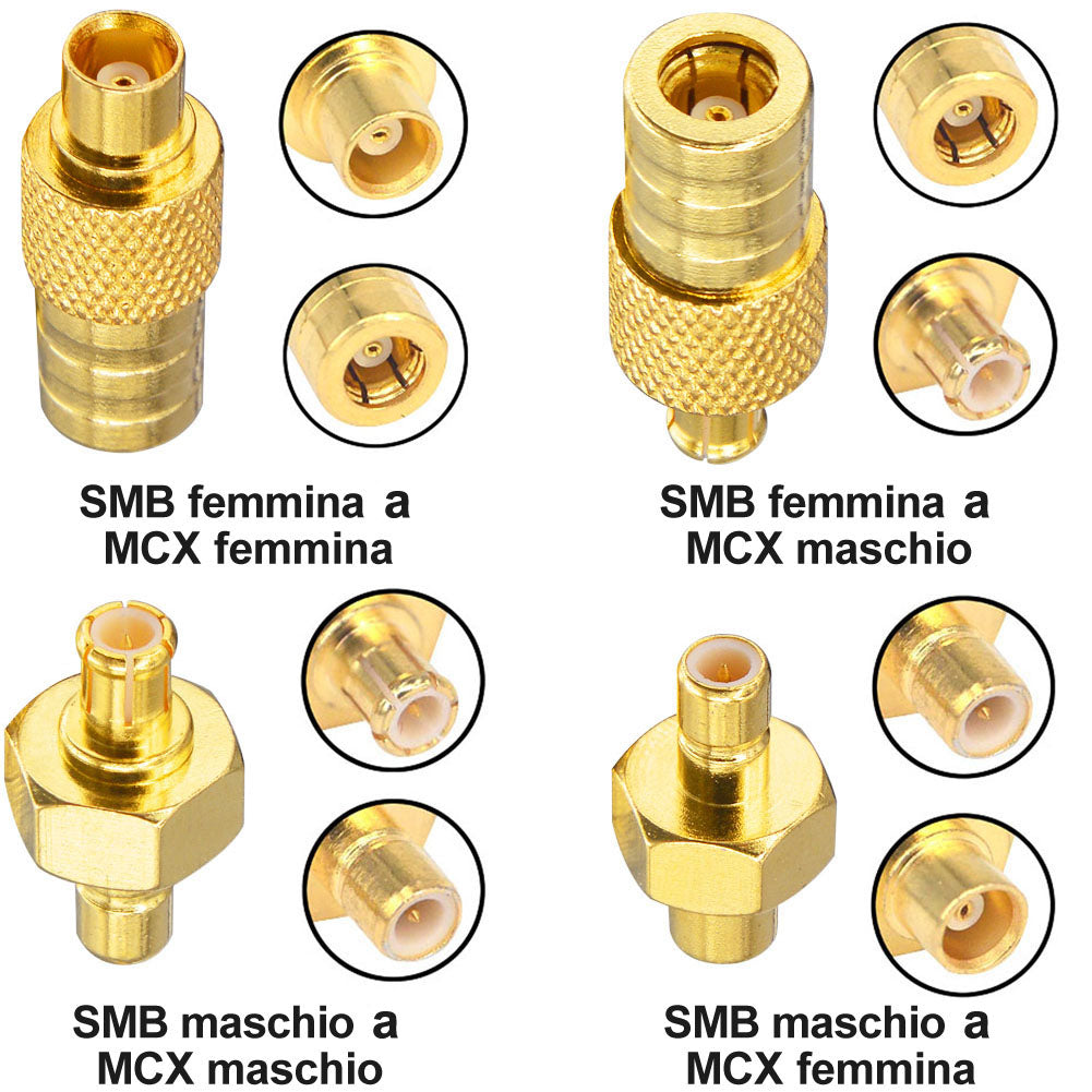 DBA Car Aerial Adapter SMB to MCX Kit RF Adapter Connectors MCX Male Female to SMB Male Female for DAB+ Car Aerial Radio Kenwood
