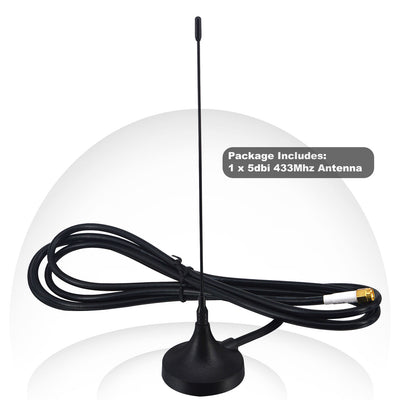 433MHz High Gain Antenna with 6.56FT Low-Loss RG58 Cable - SMA Male Magnetic Base for Garage Gate Opener, Metal Building Signal Booster, RTL-SDR, Raspberry Pi, CC1101 Home Sensor