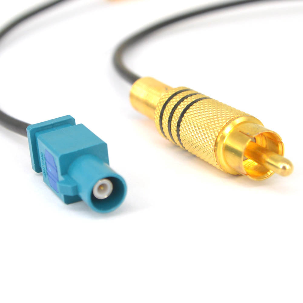 Fakra to RCA Cable RCA Male to Blue Fakra Z Male Coax Pigtail for Aftermarket Radio Head Unit Rear View Camera Pack of 2