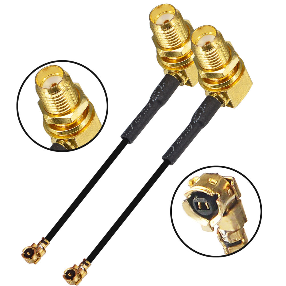 onelinkmore Pigtail Antenna WiFi Coaxial Low Loss Cable SMA Female Right Angle Bulkhead to RF U.FL 1.13 Cable 5cm for Wireless Routers Pack of 2
