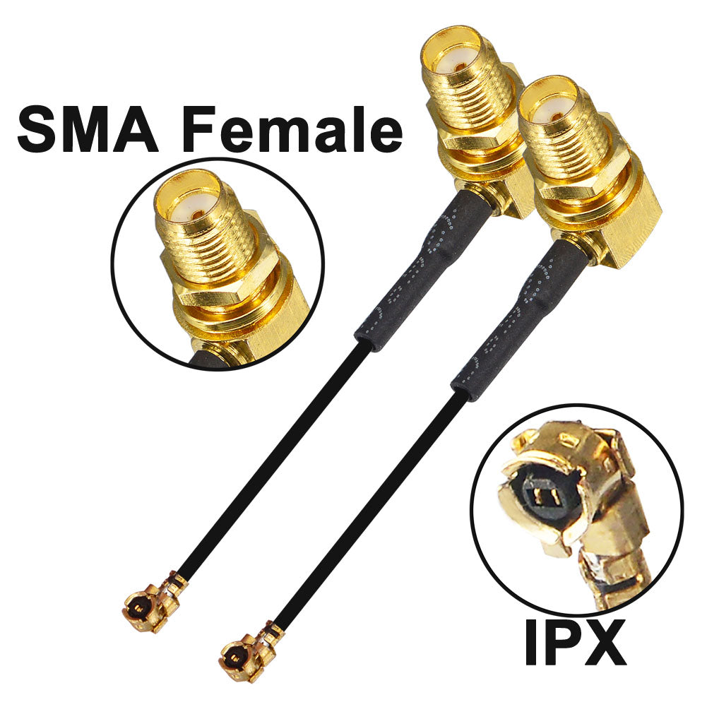 onelinkmore Pigtail Antenna WiFi Coaxial Low Loss Cable SMA Female Right Angle Bulkhead to RF U.FL 1.13 Cable 5cm for Wireless Routers Pack of 2