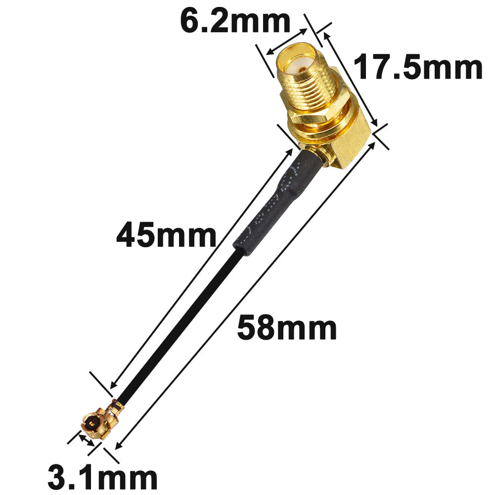 onelinkmore Pigtail Antenna WiFi Coaxial Low Loss Cable SMA Female Right Angle Bulkhead to RF U.FL 1.13 Cable 5cm for Wireless Routers Pack of 2