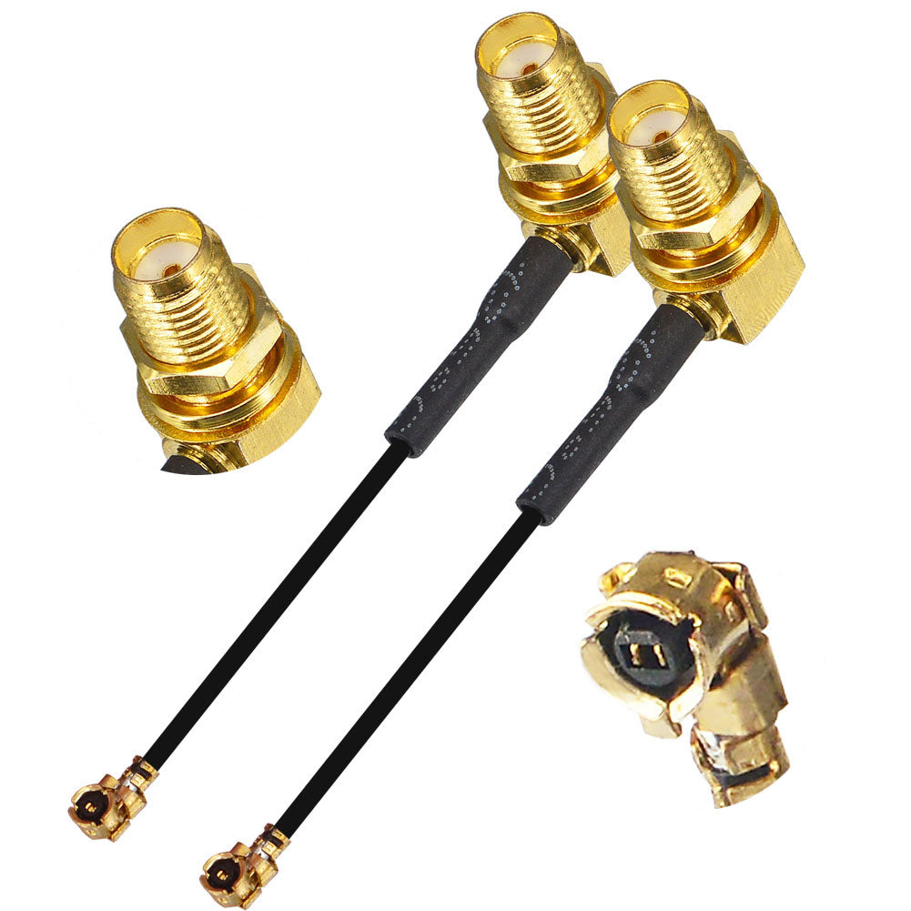 onelinkmore Pigtail Antenna WiFi Coaxial Low Loss Cable SMA Female Right Angle Bulkhead to RF U.FL 1.13 Cable 5cm for Wireless Routers Pack of 2