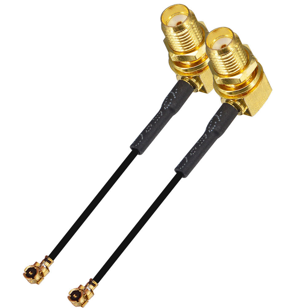 onelinkmore Pigtail Antenna WiFi Coaxial Low Loss Cable SMA Female Right Angle Bulkhead to RF U.FL 1.13 Cable 5cm for Wireless Routers Pack of 2