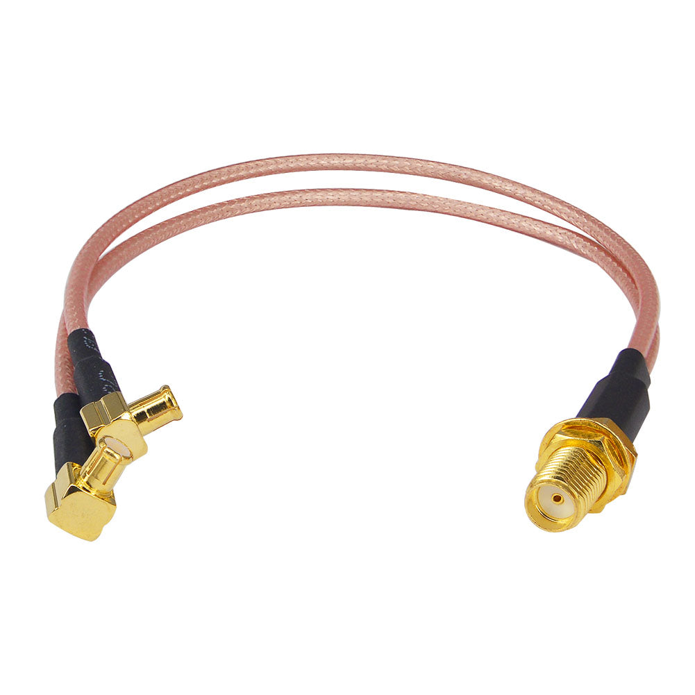 onelinkmore SMA Female to Y Type 2 X MCX Male Right Angle Connector Splitter Combiner Cable Pigtail Antenna Cable RG316 0.65ft