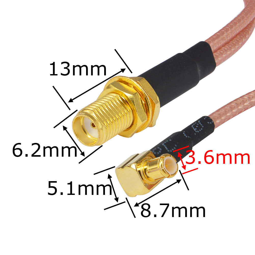 onelinkmore SMA Female to Y Type 2 X MCX Male Right Angle Connector Splitter Combiner Cable Pigtail Antenna Cable RG316 0.65ft