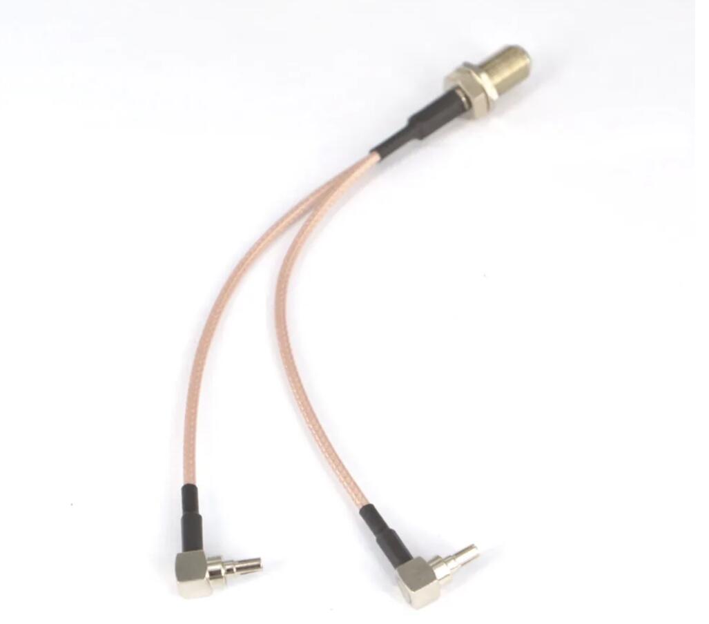 F to Y type 2 X CRC9/TS9 Male rightangle Connector Splitter Combiner Cable Pigtail RG316 17CM/6.7inch