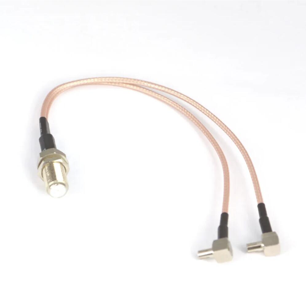 F to Y type 2 X CRC9/TS9 Male rightangle Connector Splitter Combiner Cable Pigtail RG316 17CM/6.7inch