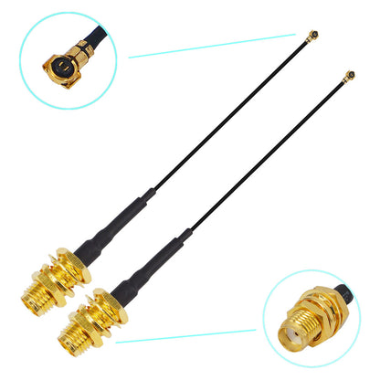 UFL to SMA M.2 NGFF SMA Female Jack Bulkhead to MHF4 RF Pigtail WiFi Antenna Extension Cable for PCI WiFi Card Wireless Router M.2 Cards 0.81mm Pack of 2