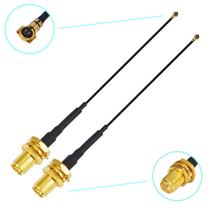 UFL to SMA M.2 NGFF  MHF4 to RP SMA Female (Male pin) RF Pigtail WiFi Antenna Extension Cable 0.81mm for PCI WiFi Card Wireless Router M.2 Cards Pack of 2