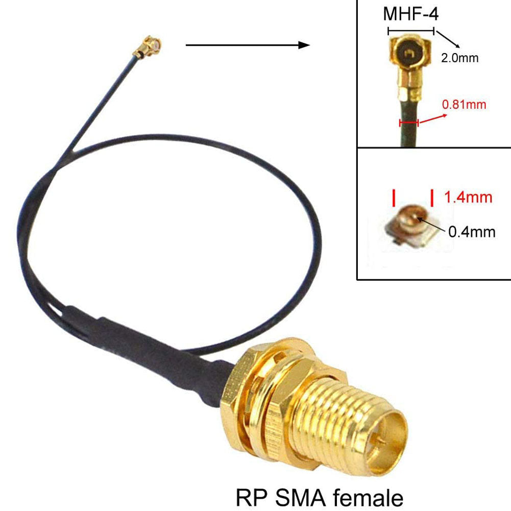 UFL to SMA MHF4 to RP SMA Female (Male pin) RF Pigtail WiFi Antenna Extension Cable 0.81mm for PCI WiFi Card Wireless Router M.2 Cards Pack of 300 (19.6 inch (50 cm))