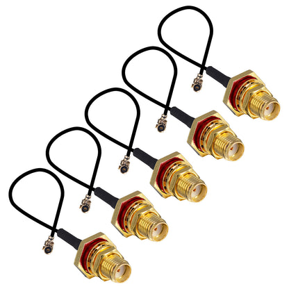onelinkmore U.FL to SMA Female Pigtail, RF Coaxial Adapter with Red Sealing O-Ring & Large Hex Nut, 1.13mm Mini Coax for Internal M.2 WiFi Card, Drone FPV, Mini PC Pack of 5